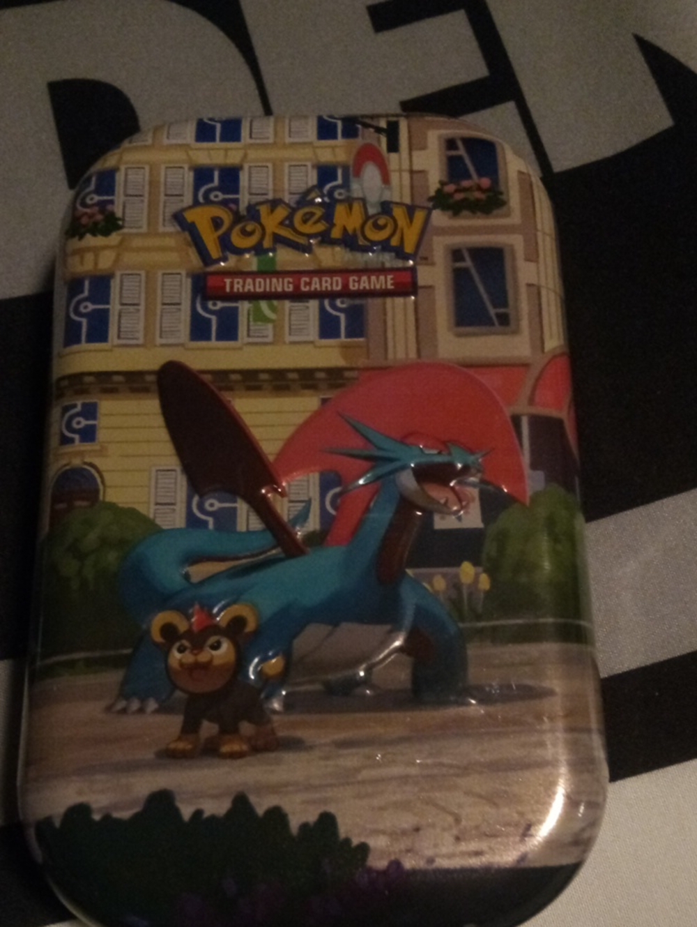 Trading Card Game Metal Tin - Blue & Red Pokemon Card Brand New